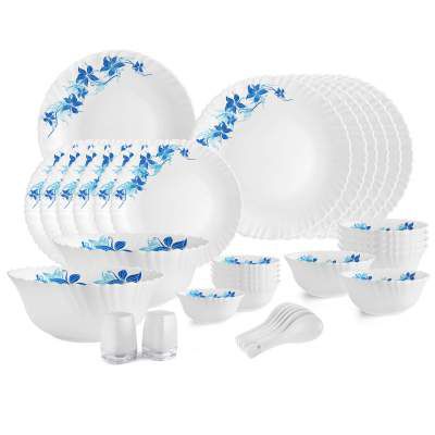 Cello Opalware Dazzle Blue Swirl Dinner Set 35 Pcs