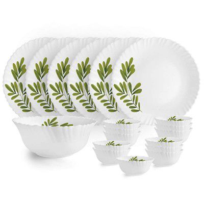 Cello Opalware Dazzle Robinia Dinner Set, 19pcs, White, Medium