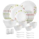 Cello Opalware Dazzle Secret Garden Dinner Set, 35Pcs, White...