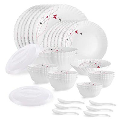 Cello Opalware Dazzle Series Lush Fiesta Dinner Set, 35Pcs