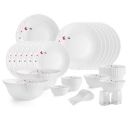 Cello Opalware Dazzle Series Lush Fiesta Dinner Set, 35 Units | Opal Glass Dinner Set for 6 | White Plate and Bowl Set...