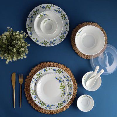 Cello Opalware Dazzle Series Moon Rose Dinner Set, 35 Units