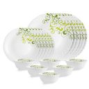 Cello Opalware Dazzle Series Oleander Dinner Set, 18 Units | Light-Weight, Daily Use Crockery Set for Dining | White Plate and Bowl Set...