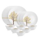 Cello Opalware Dazzle Series Tree of Life Dinner Set, 18 Units | Light-Weight, Daily Use Crockery Set for Dining | White Plate and Bowl Set...