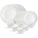 Cello Opalware Dazzle Series Tropical Lagoon Dinner Set, 18Pcs | Opal Glass Dinner Set for 6 | Light-Weight, Daily Use Crockery Set for Dining | White Plate and Bowl Set...