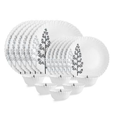 Cello Opalware Dazzle Series Winter Pine Dinner Set, 18 Units | Opal Glass Dinner Set for 6
