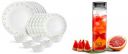 Cello Opalware Dazzle Tropical Lagoon Dinner Set, 18Pcs, White & H2O Glass Fridge Water Bottle with Plastic Cap, 920ml, Black, Set of 1...