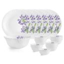 Cello Opalware Dazzle Purple Verbena Dinner Set, 19pcs, White...