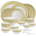 Cello Opalware Divine Goldenpyramid Dinner Set, 33 Units...