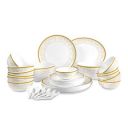Cello Opalware Divine Series Royal Amber Dinner Set, 33 Units | Opal Glass Dinner Set for 6...