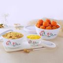 Cello Opalware Mixing Bowl Set with Premium Lid, Red Blossom, Set of 3, (500 ml, 1000 ml, 1500 ml), White...
