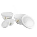 Cello Opalware Mixing Bowl Set with Premium Lid, Yellow Blossom, Set of 3, (500 ml, 1000 ml, 1500 ml), White...