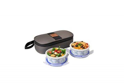 CELLO Opalware Mosaic Rose Lunch Box | 2 Container with Lid 300ml Each | Set of 2