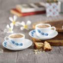 Cello Opalware Queen Cup and Saucer Set, 130ml, 12pcs, Blue Swirl...