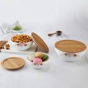 Cello Opalware Royale Mixing Bowl Set with Bamboo Lid - Fabula 500ml, 1000ml, 1500ml, White, 3pcs...