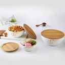 CELLO Opalware Royale Mixing Bowl Set with Bamboo Lid - Vintage 500ml, 1000ml, 1500ml, White, 3 Units...
