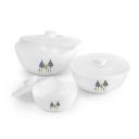 CELLO Opalware Royale Pine Mixing Bowl Set with Lid 500ml, 1000ml, 1500ml, (White, Medium) -3 Units...