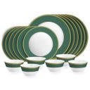 Cello Opalware Solitaire Series Emerald Dinner Set, 18 Units | Opal Glass Dinner Set for 6 | Crockery Set for Festive Ocassions, Parties | White Plate and Bowl Set...