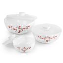 Cello Opalware Twilight Floral Mixing Bowls with Lid(500ml, 1000ml,1500ml), 3 Pc, White...