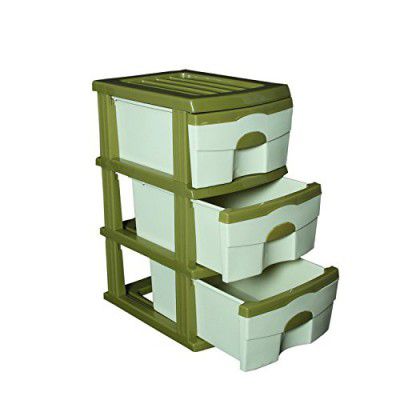 Cello Organiser 3 Drawer Storage Chest (Green and Light Green)