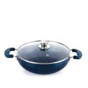 Cello Oxford Non Stick Induction Compatible Kadhai with Glass Lid 26cm, Metallic Blue | Induction Bottom Cookware | Kadhai with Premium Non Stick Coating...