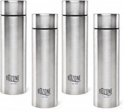 Cello Ozone ISI Certified Single Wall Leakproof & Rustproof 1000 ml Stainless Steel Bottle (Pack of 4, Silver)