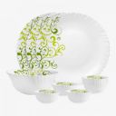 cello Pack of 10 Opalware Dazzle Opalware Oleander Dinner Set | Crockery Set |Green Dinner Set (Green, Microwave Safe)...