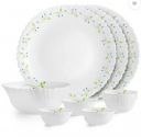cello Pack of 10 Opalware Dazzle Opalware Tropical Lagoon Dinner Set |Crockery Set |White Dinner Set  (Green, White, Microwave Safe)...