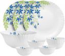 cello Pack of 10 Opalware Dazzle Series Blue Primrose Crockery Set |Dishwasher Safe|Light-Weight Dinner Set  (Green, Blue, Microwave Safe)...