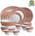 cello Pack of 27 Opalware x Amitabh Bachchan Solitaire Series Rosso Dinner Set Dinner Set  (White, Microwave Safe)...
