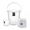 Cello Petal Bathroom Accessory Combo Set of 3, Transparent (20L Bucket, 1.5L Mug & 23cm Tall Stool)...