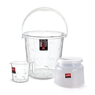 Cello Petal Bathroom Set of 3 PCs, Small, Transparent, Plastic