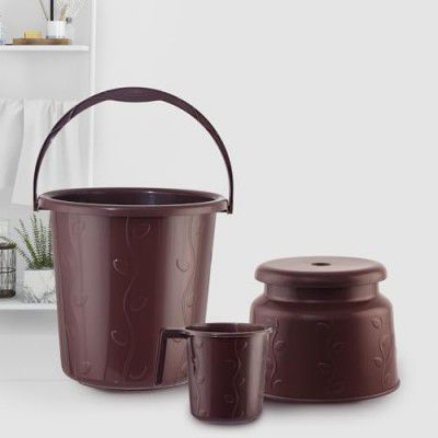 Cello Petal Bathroom Set | Sturdy and Durable | Lightweight and Rigid | Small Set of 3, Dark Brown