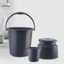 Cello Petal Bathroom Set | Sturdy and Durable | Small Set of 3, Dark Grey...