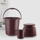 Cello Petal Bathroom Set | Sturdy and Durable | Lightweight and Rigid | Small Set of 3, Dark Brown...