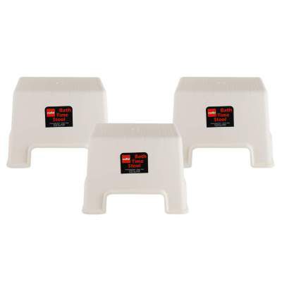 Cello Plastic BathTime Stool, Standard, Beige, Set of 3