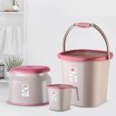 CELLO Plastic Cubic Bathroom Set | Sturdy and Durable | Cubic Set (Bucket 18 L + Stool + Mug 1.5 L) | Lightweight and Rigid | Easy to Clean and Attractive Design | Set of 3 | Pink...