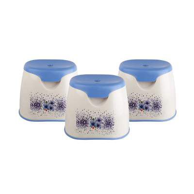 Cello Plastic Decora Stool, Small, Blue, Set of 3