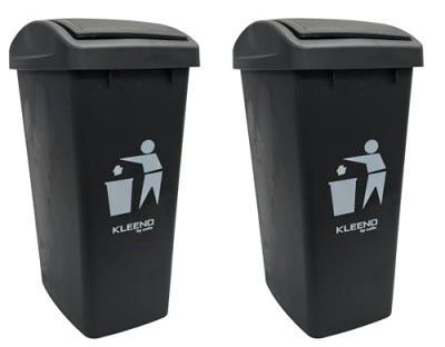 Cello Plastic Garbage Swing-Lid Dustbin 48 Ltr, Black//Black (COMBO)