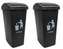 Cello Plastic Garbage Swing-Lid Dustbin 48 Ltr, Black//Black (COMBO)...