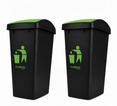 Cello Plastic Garbage Swing-Lid Dustbin 48 Ltr, (Green & Green) COMBO