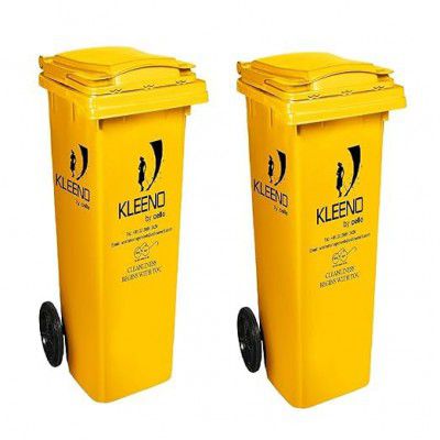 CELLO Plastic Manual-Lift Garbage Waste Dustbin with Wheel 120 LTR YELLOW/YELLOW (COMBO)