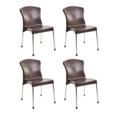 Cello Plastic Milano Chair (Brown, Set of 4)