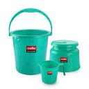 CELLO Plastic Petal Bathroom Set | Sturdy And Durable | Small Set Of 3, Green...