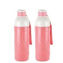 CELLO Puro Funtron 600 | Outer Plastic Body and Polyurethane Insulation | Easy Carry Wrist Belt | Keeping Content Cold for Long | 550ml | Set of 2, Pastel Pink...