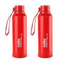 Cello Puro Steel-X Benz 900 | Water Bottle with Inner Steel and Outer Plastic | Set of 2 | 730 ml, Red...