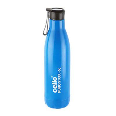 CELLO Puro Steel-X Rover 600 | Water Bottle with Inner Steel and Outer Plastic | 480ml, Blue