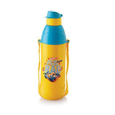 CELLO Puro Junior Hot Wheel Print Plastic Water Bottle for Kids | 600ml, Yellow
