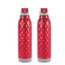 CELLO Puro Wave 900 Water Bottle | Refrigerator Safe| Outer Plastic Body and Inner Stainless Steel Body | Set of 2 | 690ml, Red...