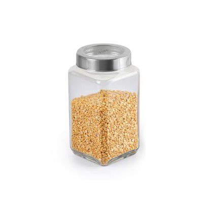 CELLO Qube Fresh Glass Storage Jar | 1000ml, Clear